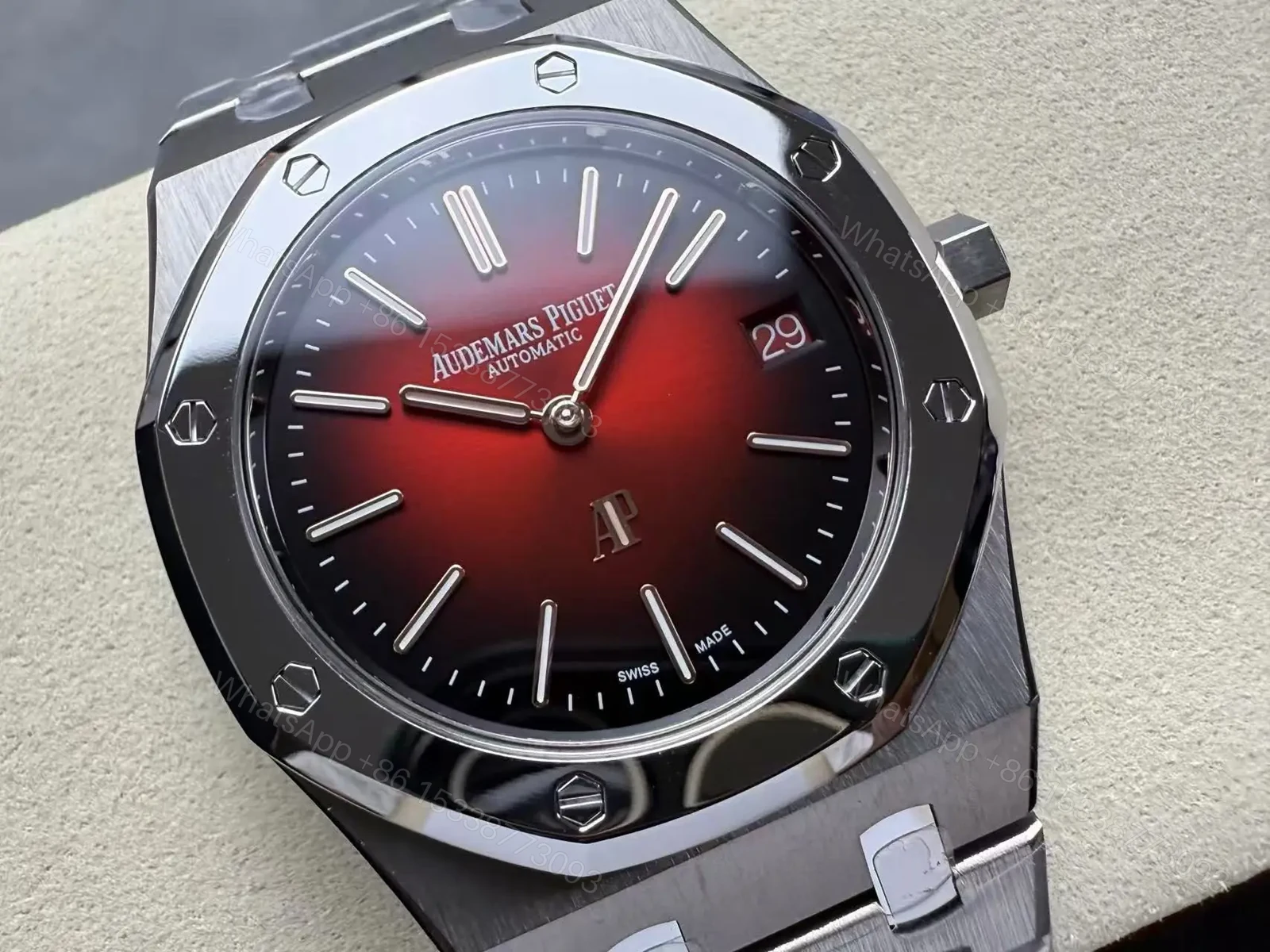 View 4 of Replica Audemars Piguet Royal Oak Jumbo Extra-Thin Red Dial