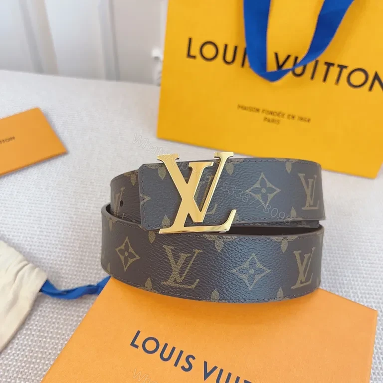 View 9 of Gold LV Monogram Belt â€“ Premium Leather, Everyday Luxury