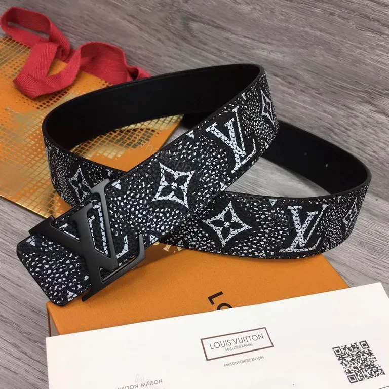 View 4 of Louis Vuitton Monogram Textured Belt - Signature Hardware