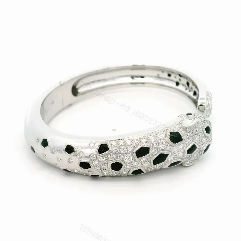 View 7 of Cartier Panthere De Cartier Medium Half-Pave Onyx Bracelet
