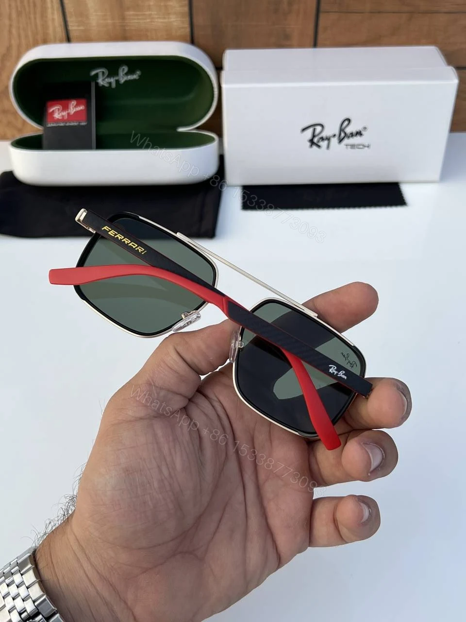 View 4 of First Copy RayBan 8830 Gold Green Sunglasses