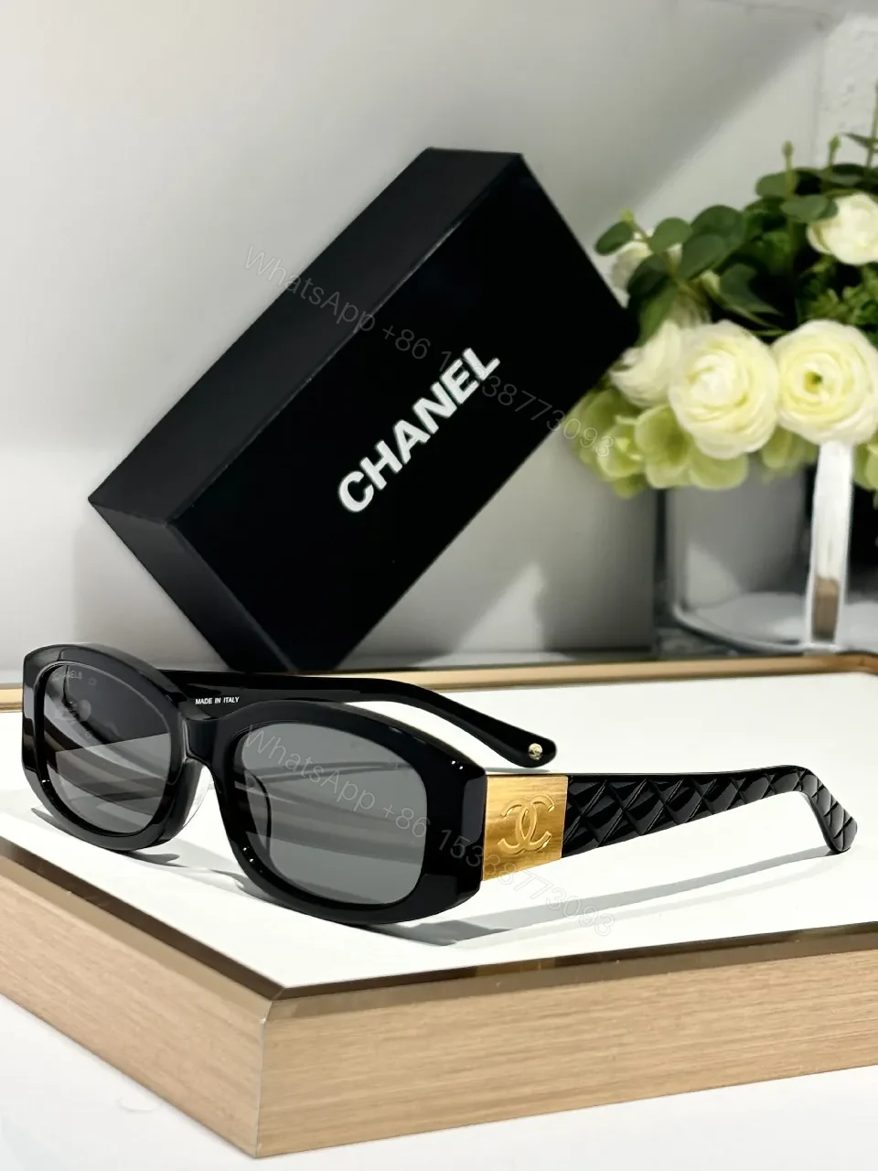 View 9 of Black Acetate Sunglasses | Lattice Accent & Gradient Lenses