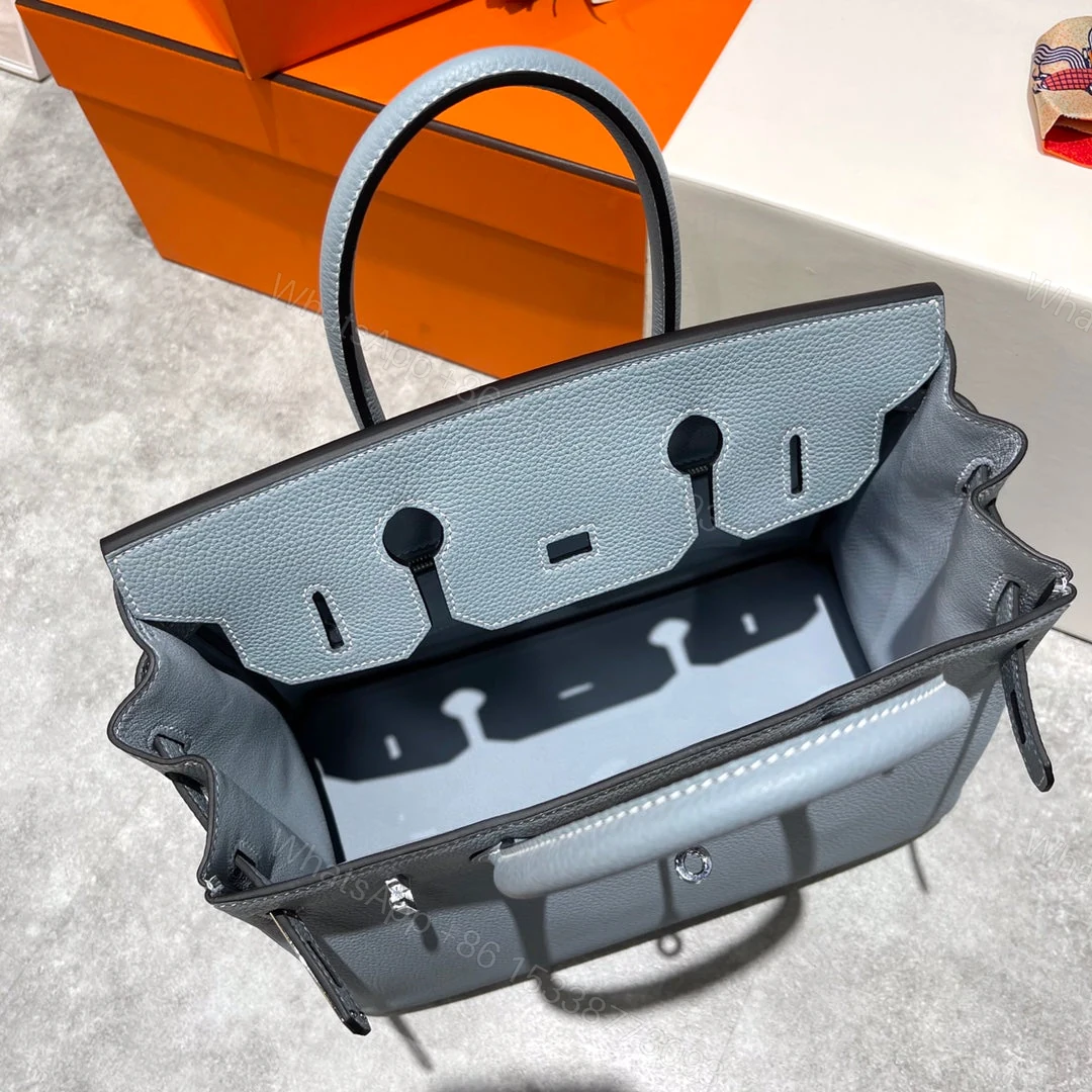 View 9 of HERMES BIRKIN 30CM CLOUD BLUE TOGO LEATHER SILVER HARDWARE