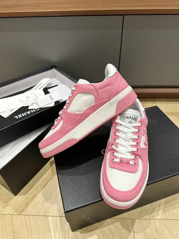 View 6 of Chic Pink & White Coach-Style Sneakers: Luxury Comfort
