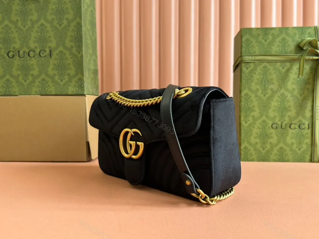 View 3 of GUCCI 26S GG MARMONT MATELASSE 26 IN BLACK VELVET