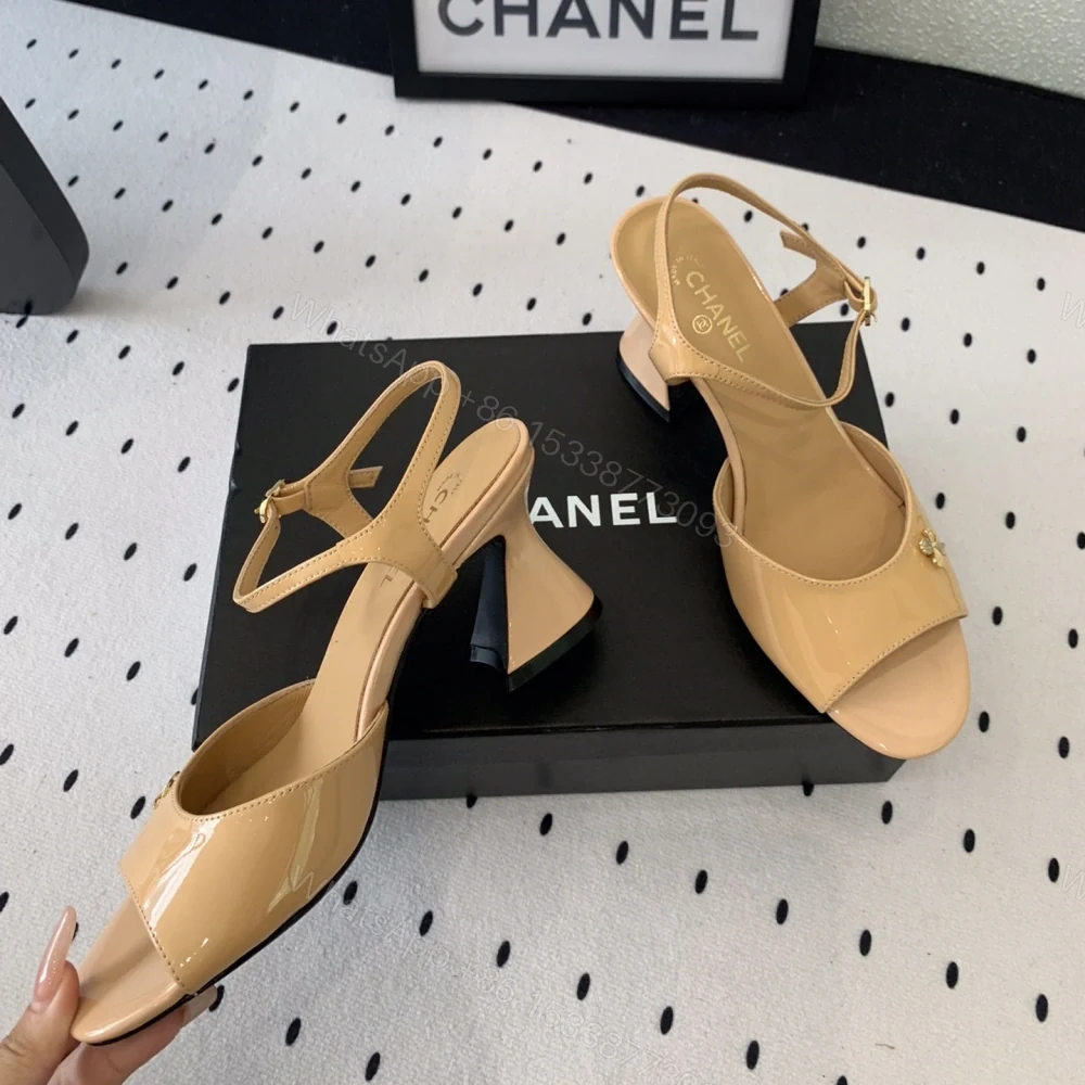 View 3 of 高仿Chanel*G45723C魚嘴高踭鞋漆皮黃色5.5CM免檢版