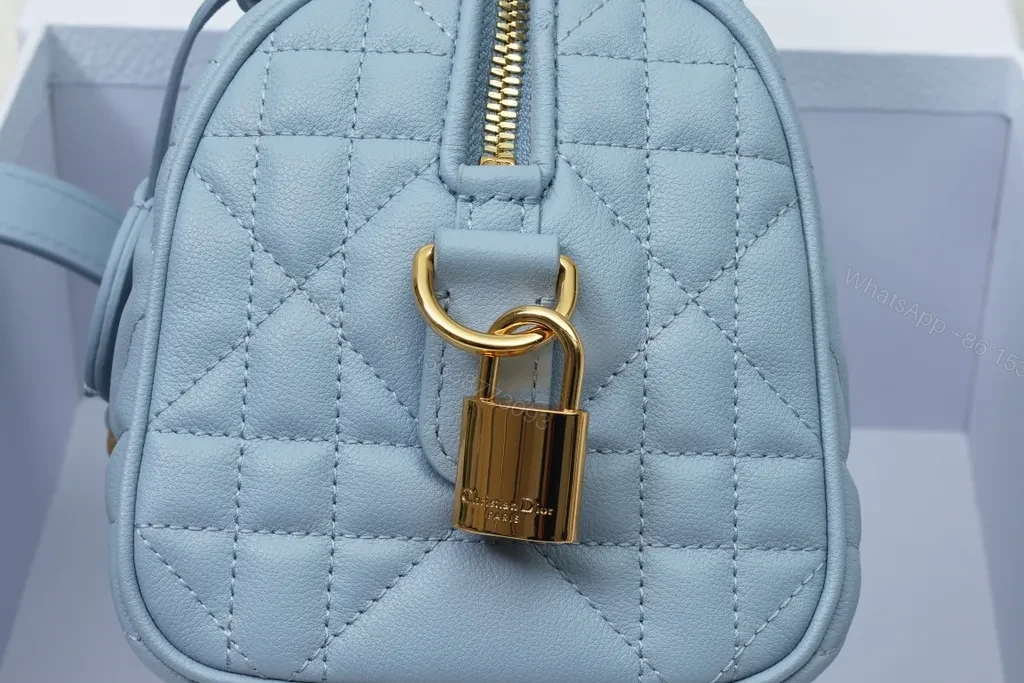 View 2 of Soft Blue Quilted Mini Satchel - Dior-Inspired Luxury Bag