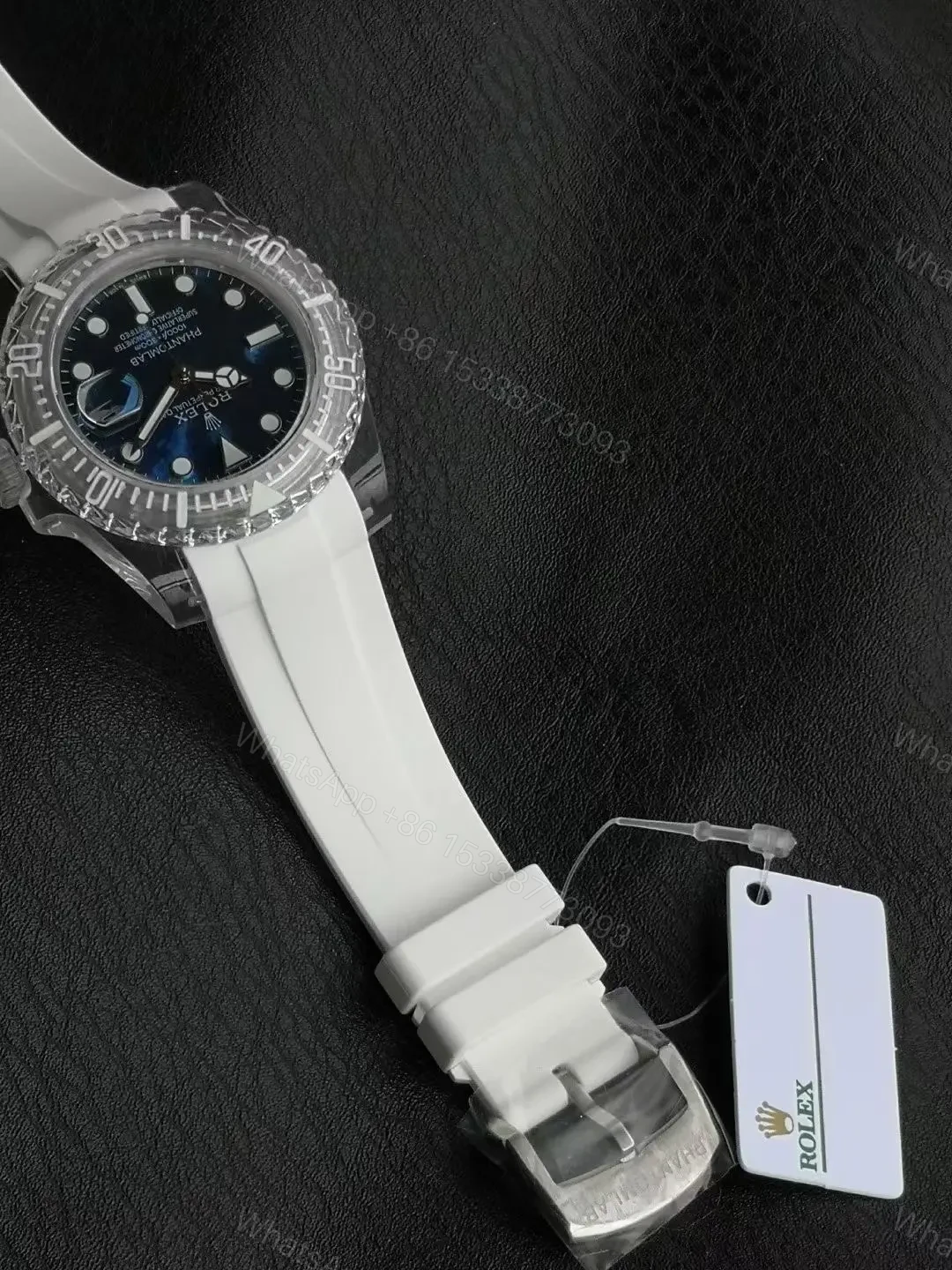 View 6 of Premium Rolex Submariner Date Phantomlab Starry Night replica 40MM White Rubber Strap Edition RG-SUB-PHANTOMLAB-STARRY-NIGHT-WHITE-RUBBER-40