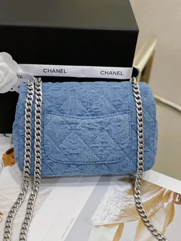 View 5 of Denim Flap Bag with Signature Chain â€“ Chic, Modern Luxury