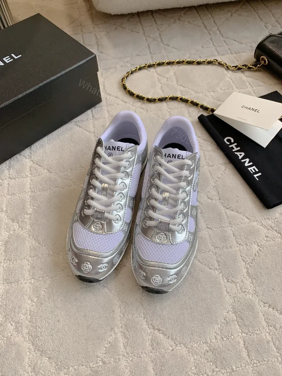 View 6 of White Silver Luxe Sneaker: Modern Comfort Runner