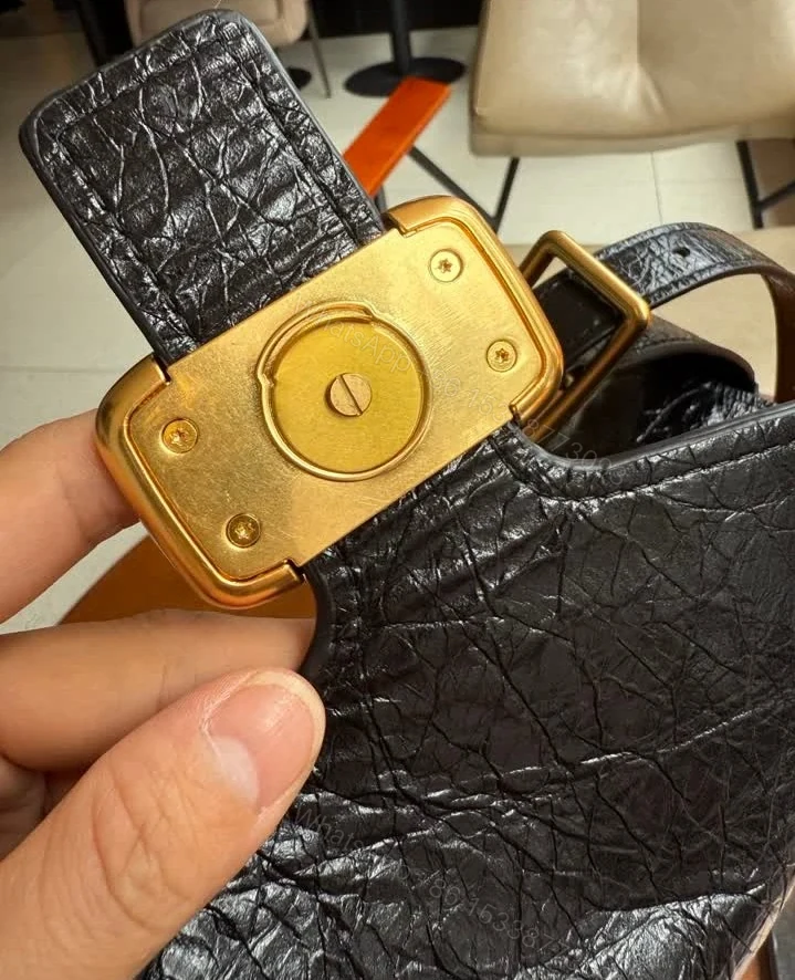 View 8 of Balenciaga Replica Clicca Medium Black Leather Shoulder Bag
