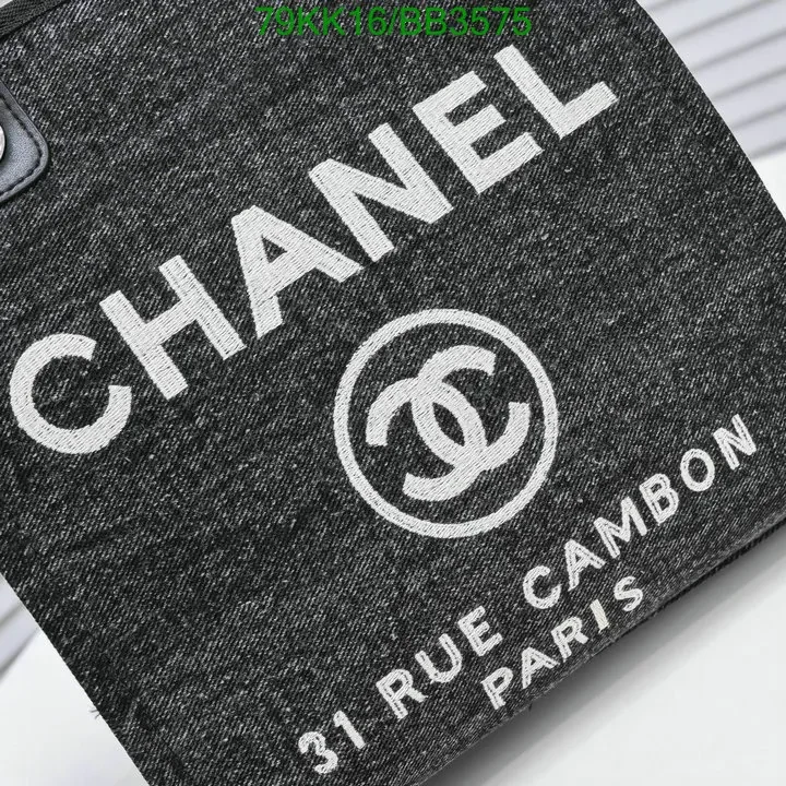 View 7 of Chanel Deauville Chain Black Tote Bag QL854 – Trendy and Functional