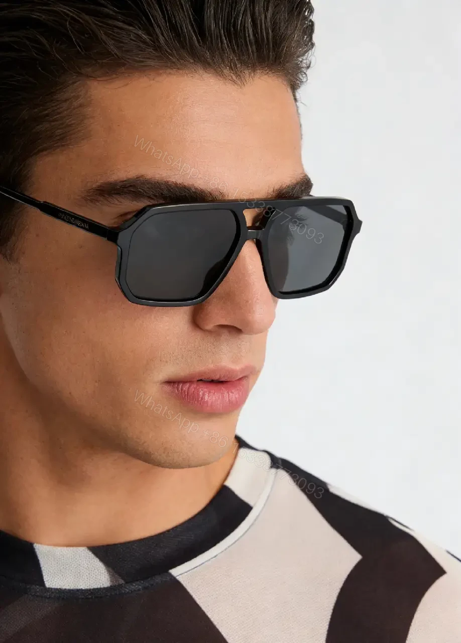 View 8 of Black Frame Sunglasses Glossy Plastic Oversized Rectangular Amber Lens Sunglasses