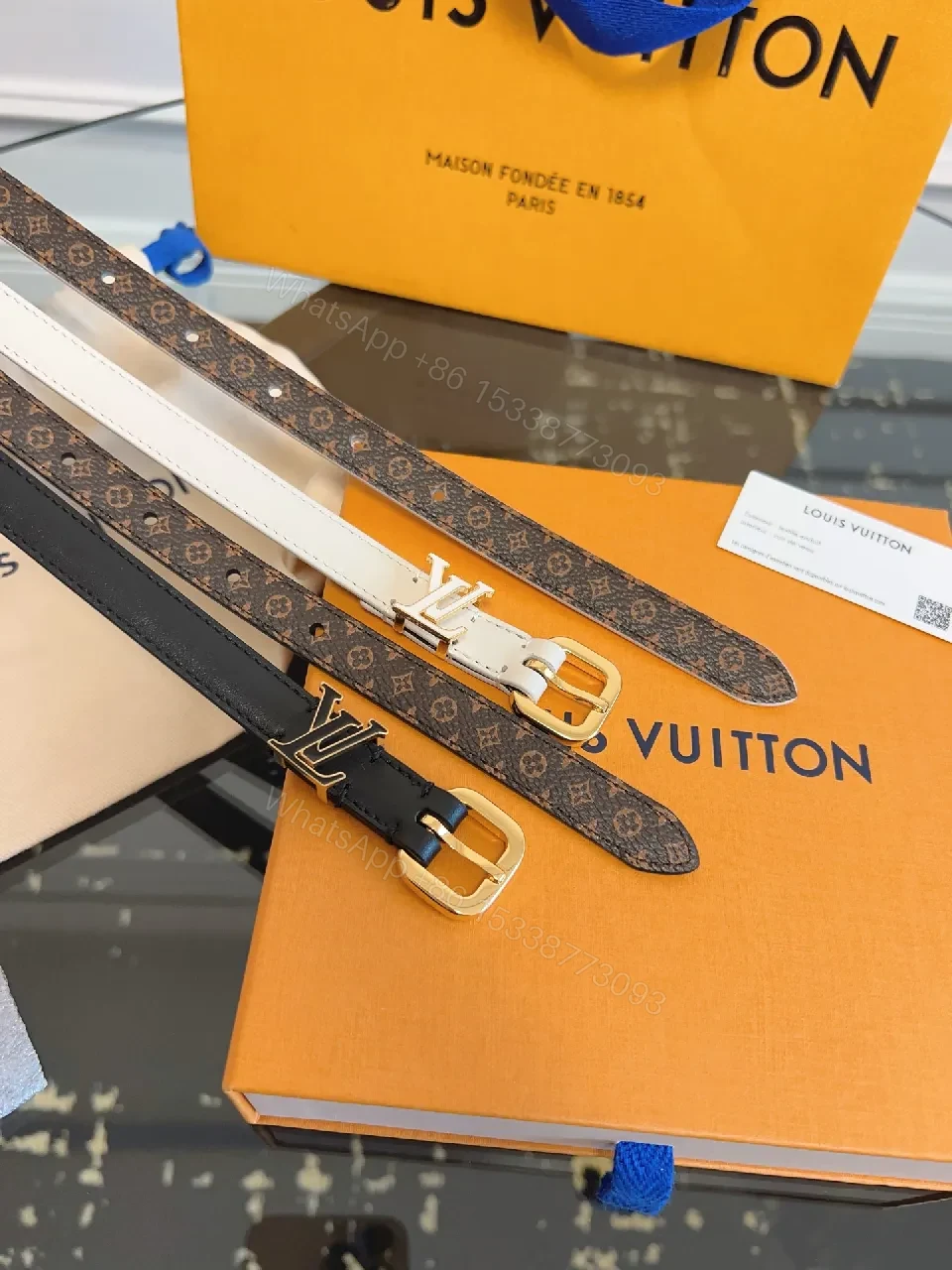 View 6 of Ivory Leather Belt with Gold Hardware – Classic Luxe Belt