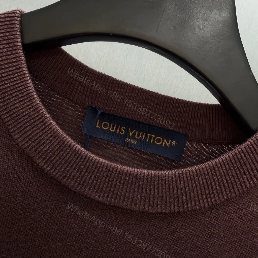 View 7 of Burgundy Cotton Tee: Minimal Luxury, LV Crest Shirt