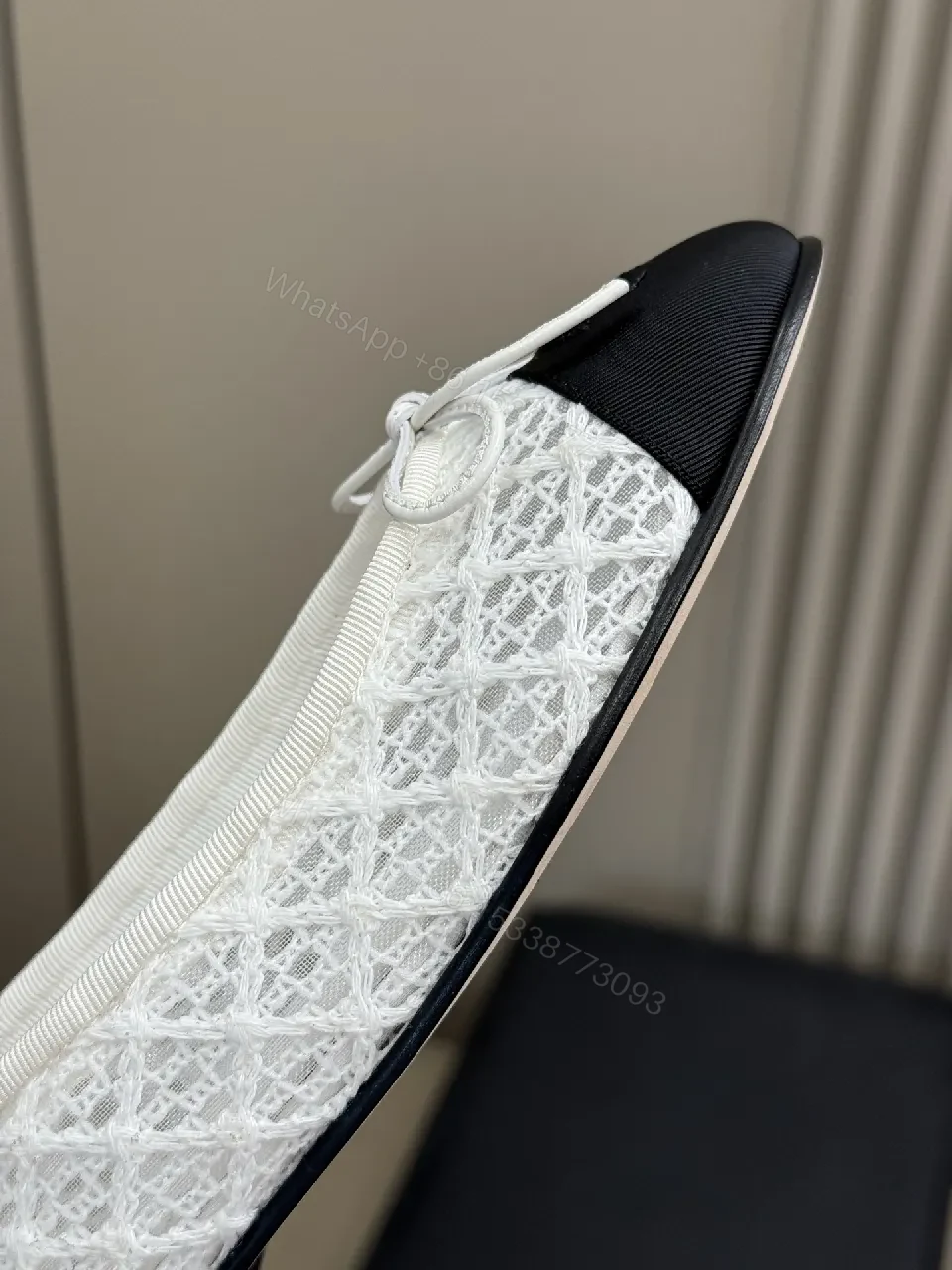 View 2 of Lace-Detail Flats Cap Toe Ballet Shoes, Elegant Everyday