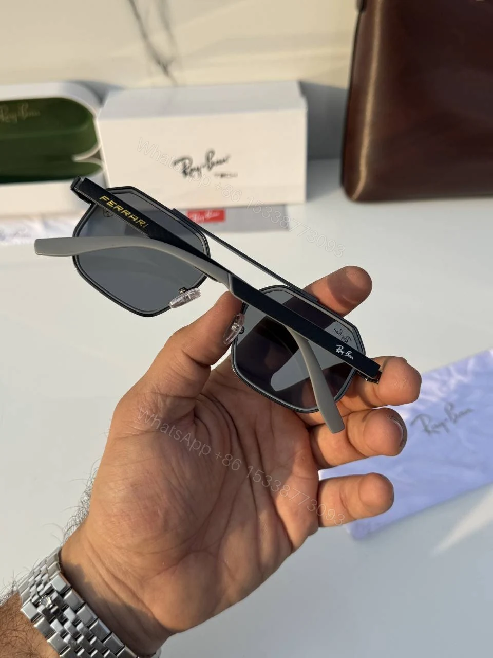 View 4 of First Copy Rayban 8820 Grey Black Premium UV Protection Sunglasses