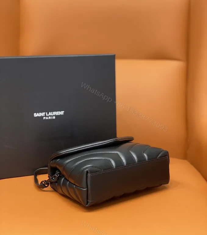 View 5 of Sleek Quilted Crossbody Leather Bag â€” YSL Noir Iconic Luxury