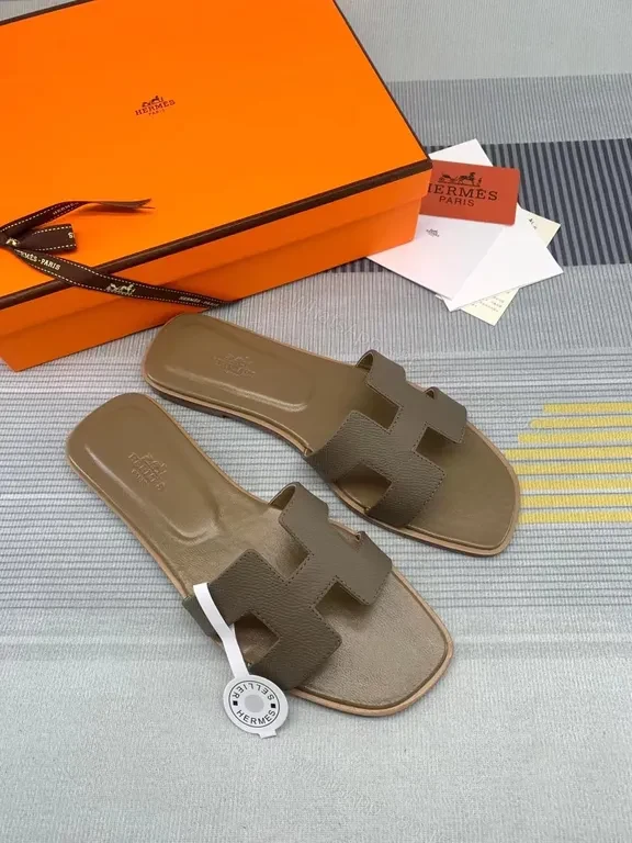 View 2 of Taupe Leather Slide â€“ Hermes-Inspired, All-Day Comfort Chaira
