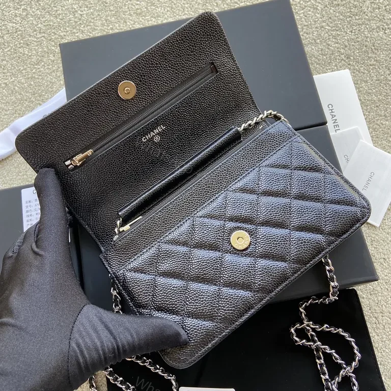 View 2 of Chanel-Inspired Quilted Flap Bag with Gold CC Clasp