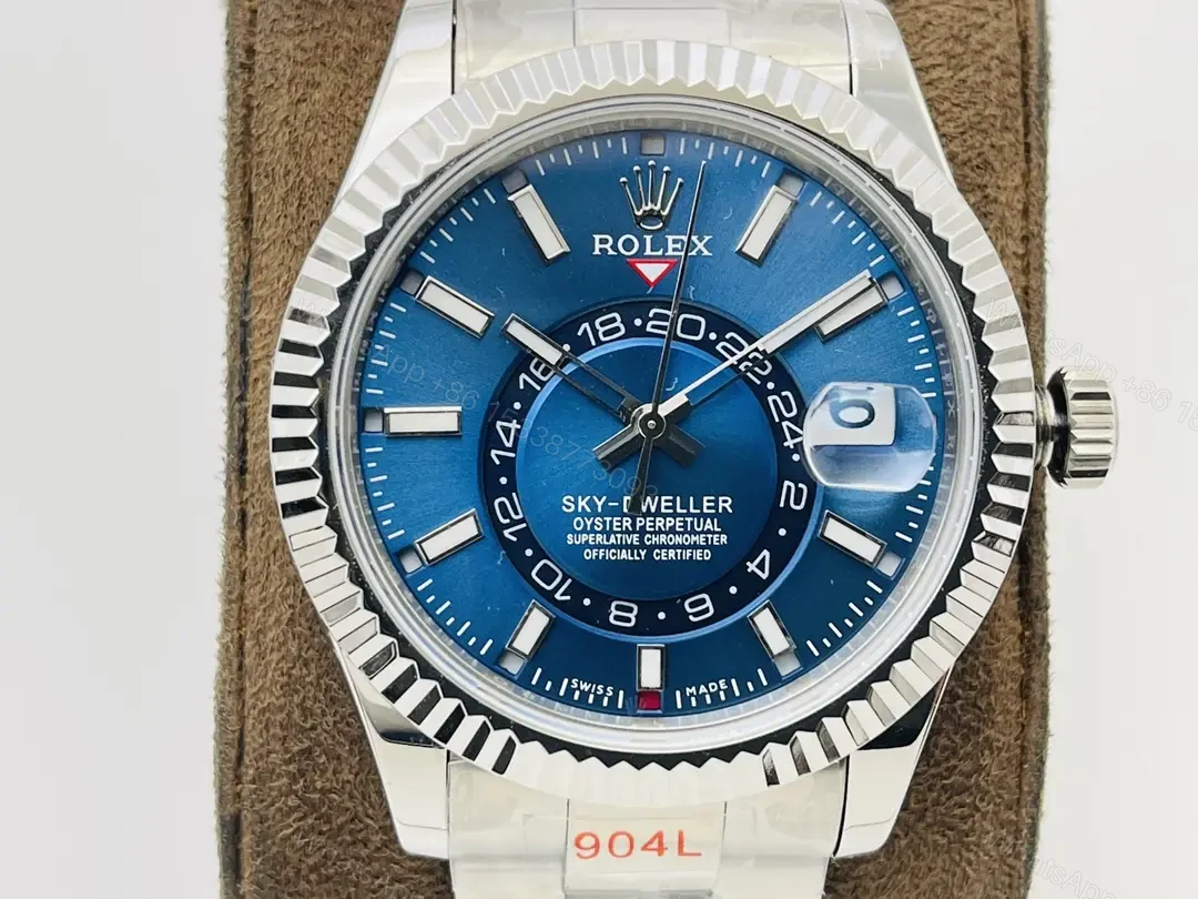 View 4 of Exclusive sky dweller replica 336934 42MM Blue Oyster Annual Calendar 336934-0005