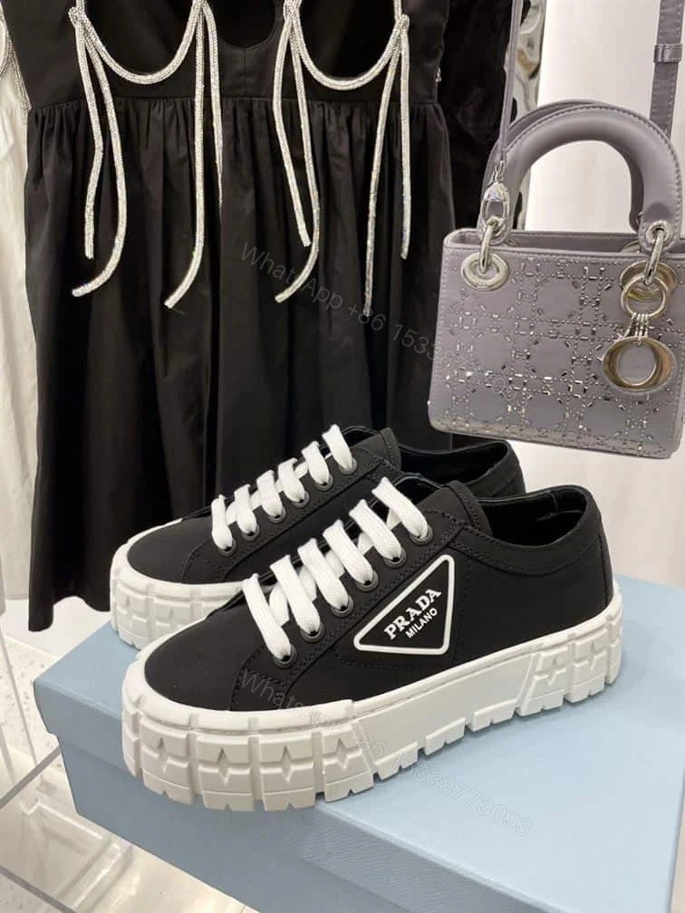 View 4 of PRADA DOUBLE WHEEL RE-NYLON GABARDINE SNEAKERS BLACK – PRD086