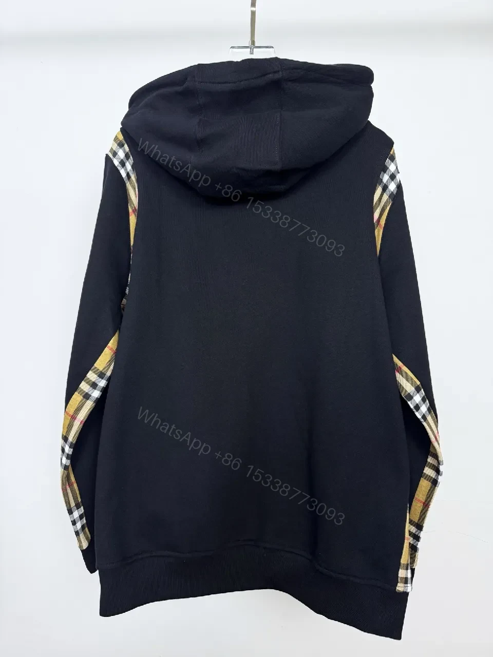 View 5 of Bold Hoodie with Plaid Trim - Luxe Everyday Comfort Hoodie