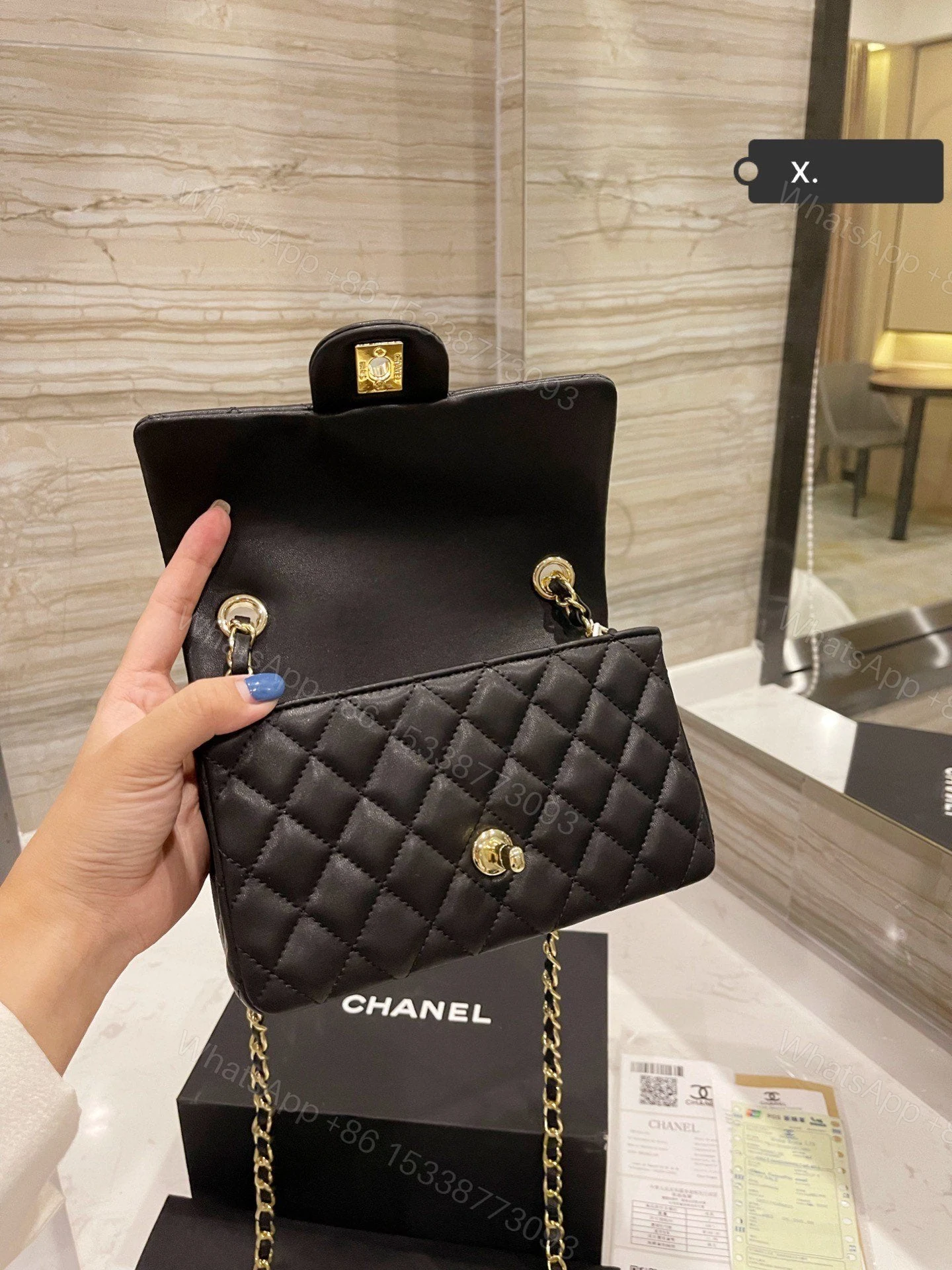 View 2 of Chanel Seasonal Mini Rectangle Black