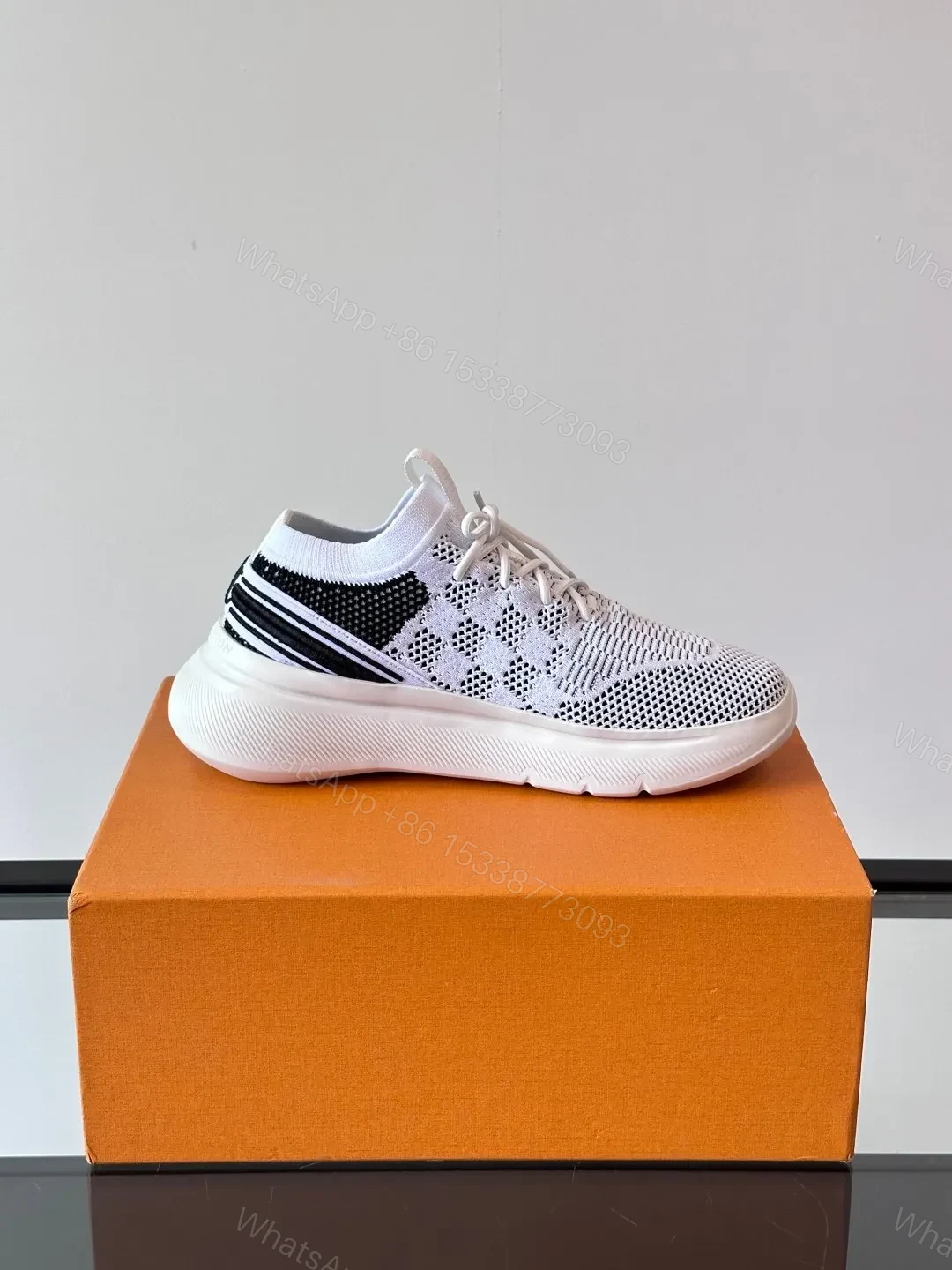 View 6 of LV Men White Knit Mesh Sneakers