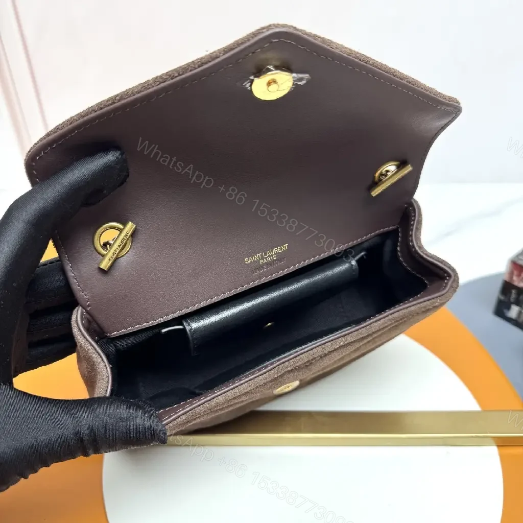 View 2 of Lux Velvet YSL-Inspired Shoulder Bag in Rich Brown