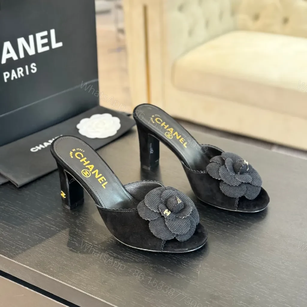 View 8 of Chanel-Influenced Textured Garden Heels with Floral Accent