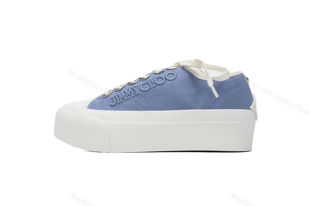 View 7 of Women's Jimmy Choo Palma Maxi Blue Canvas Platform Trainers