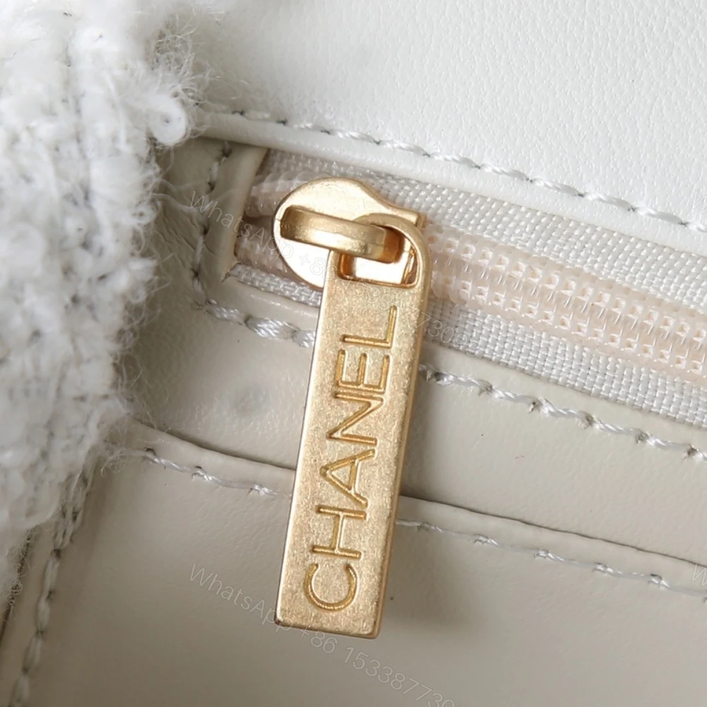 View 7 of Chanel Mini Flap Bag With Top Handle Velvet Silk And Gold Tone Metal White 20Cm As5875 B22482 Mb103