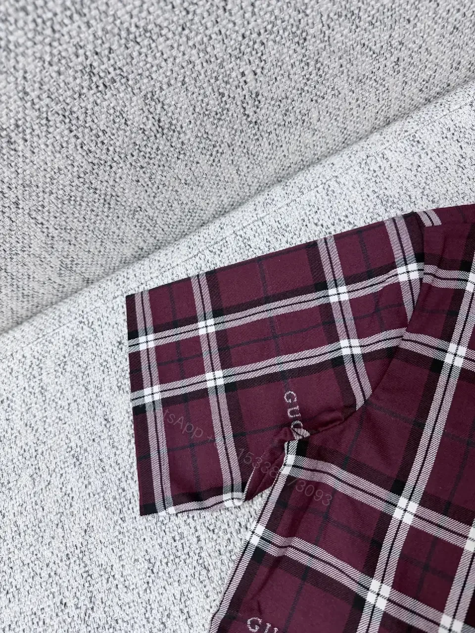 View 2 of Burgundy Plaid Button-Up — Premium Casual Camp Collar Shirt