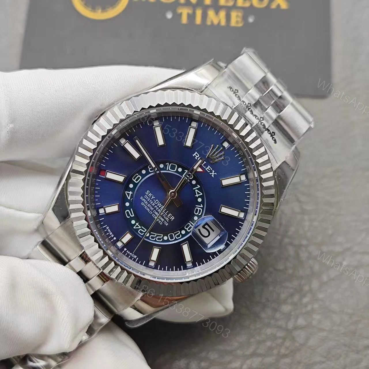 View 5 of Rolex Sky-Dweller Blue Dial Stainless Steel 336934 Jubilee Replica
