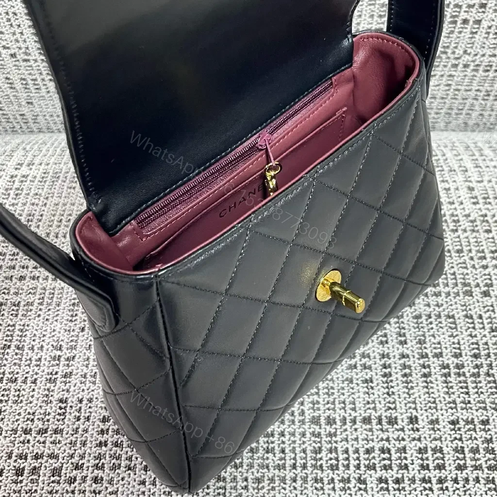 View 6 of Quilted Crossbody Bag with Gold Hardware, Leather, Luxury Style