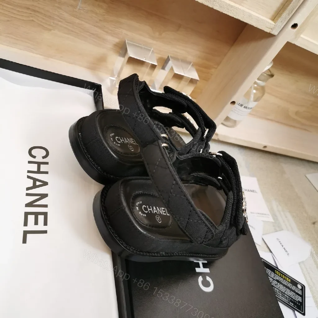 View 7 of Black Quilted Sandals: Luxury Comfort, Signature Straps