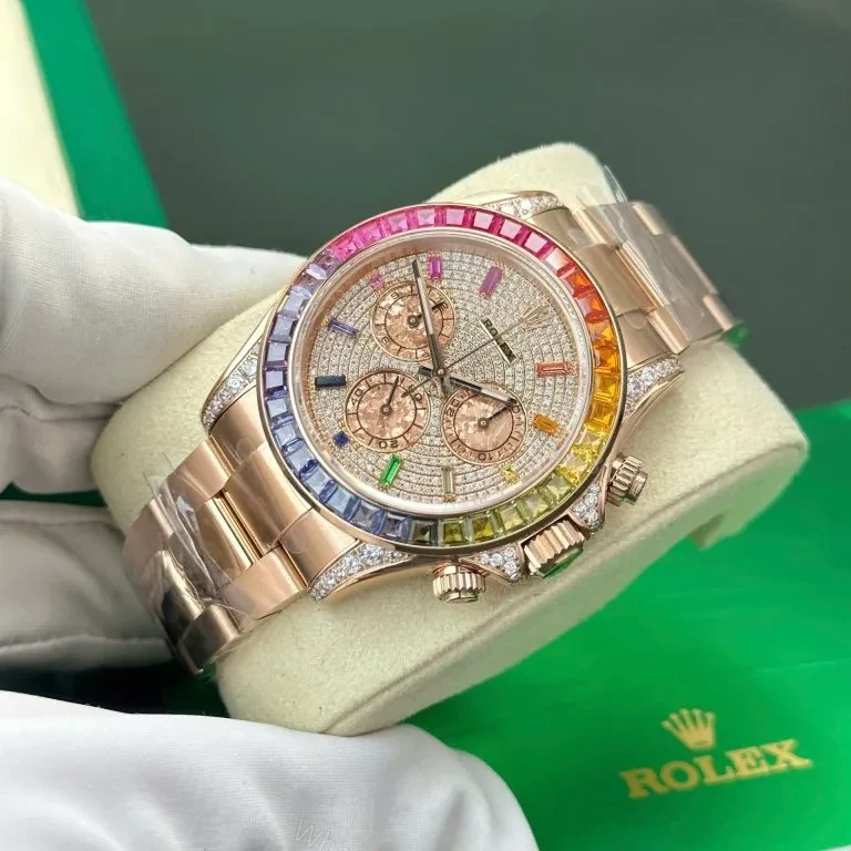 View 4 of Replica Rolex Cosmograph Daytona Rainbow Rose Gold 40mm