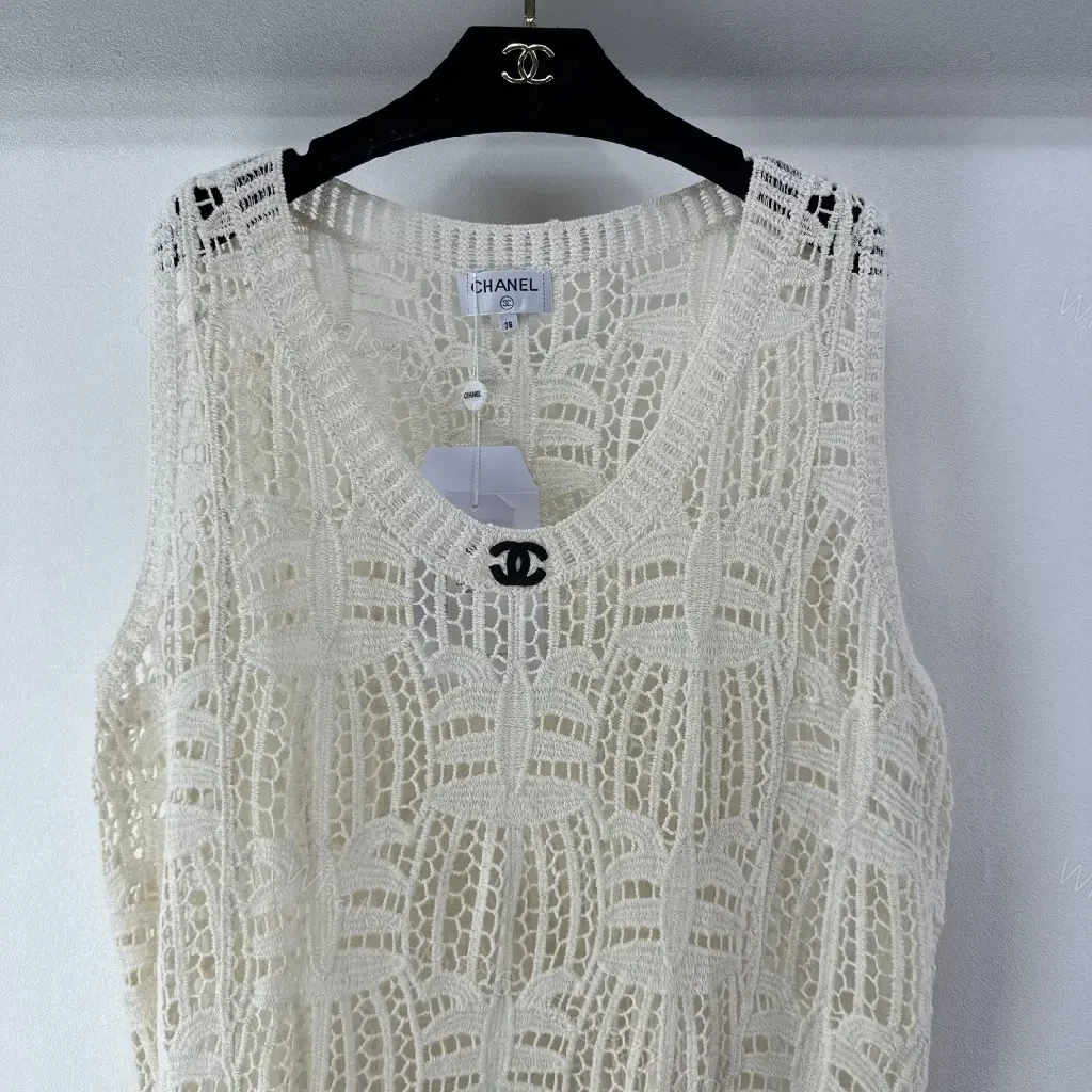 View 10 of Crochet-Knit Tank Top with Couture Texture + Lightweight Luxury Top
