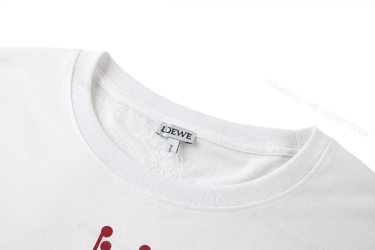 View 11 of White Cotton T-Shirt with Blue Loewe Logo Graphic
