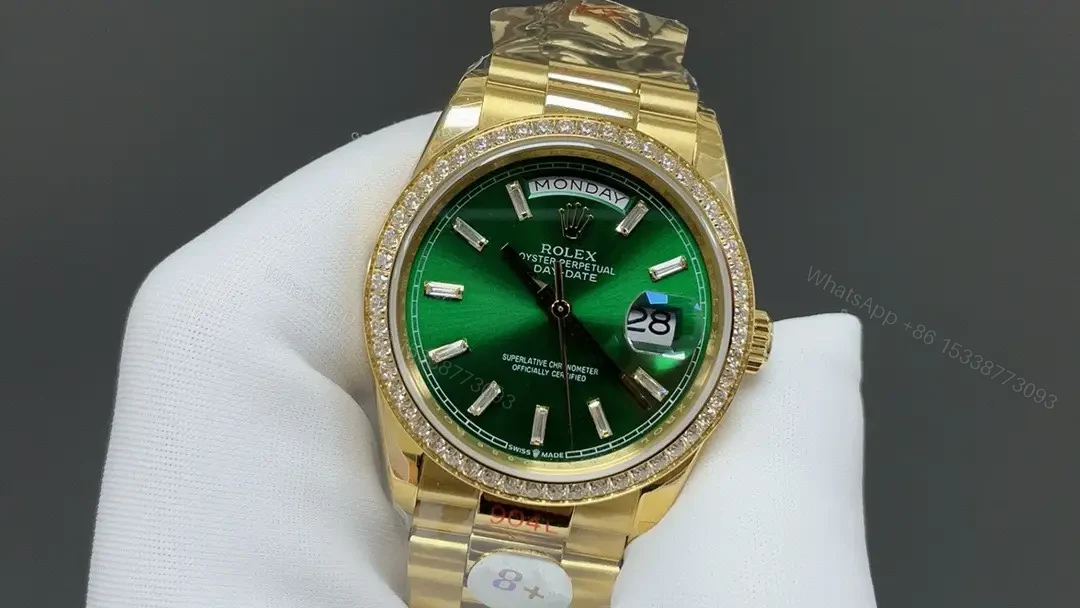 View 3 of Rolex Day-Date 36 Yellow Gold Diamonds President Green 118348-0161