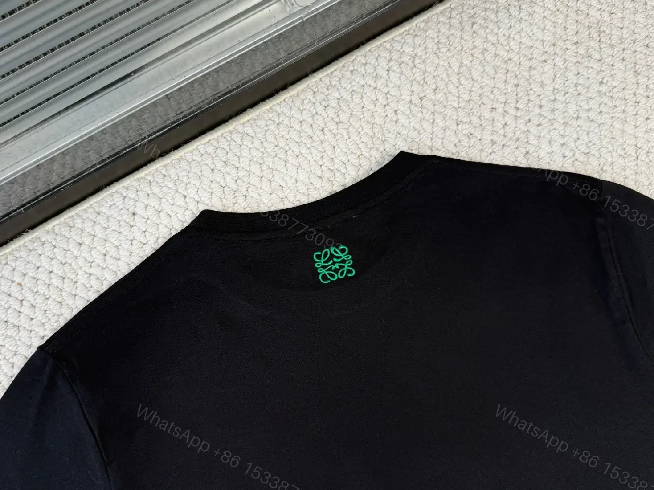 View 10 of Black Cotton Crew Tee, Gecko Graphic, LOEWE-Tail Text