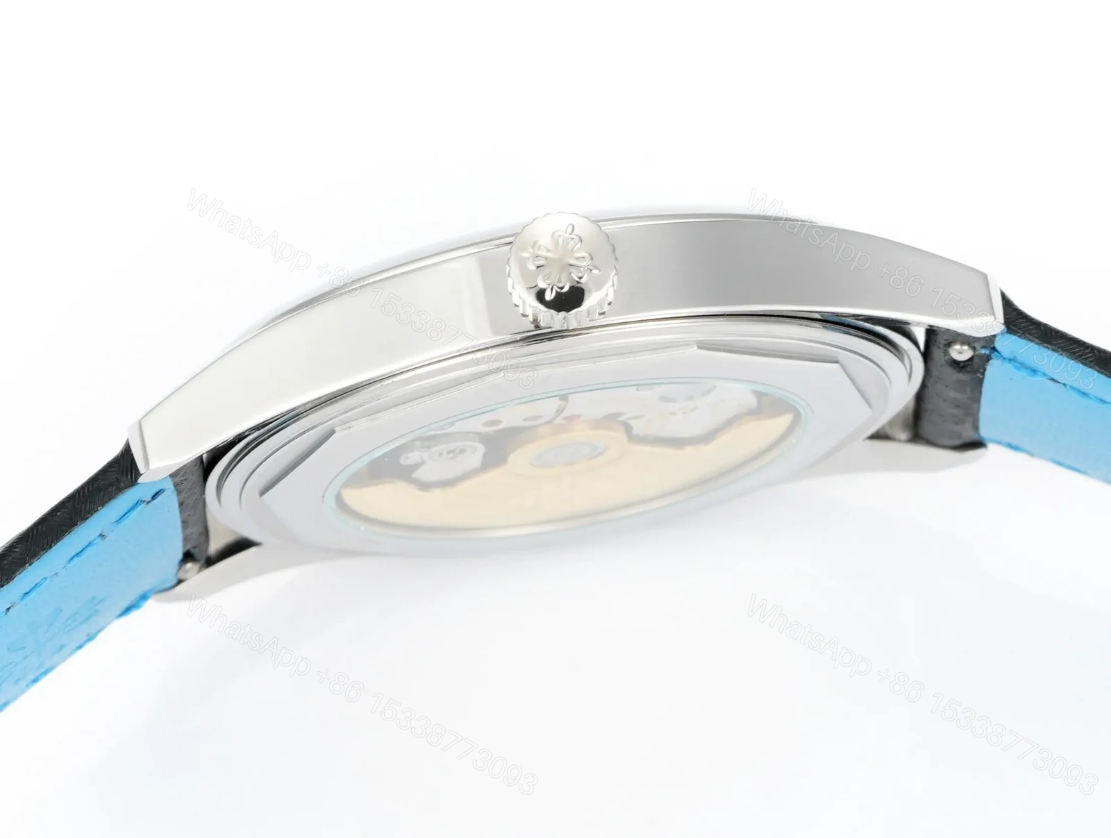 View 7 of Patek Philippe Calatrava 40mm Stainless Steel Watch with Black Dial and Blue Accents Ref. 6007G-010