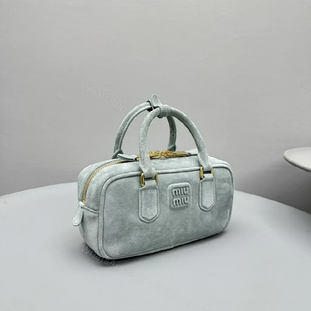 View 9 of Grey Suede Satchel — Structured Luxe, Gold Accents, Everyday Carry
