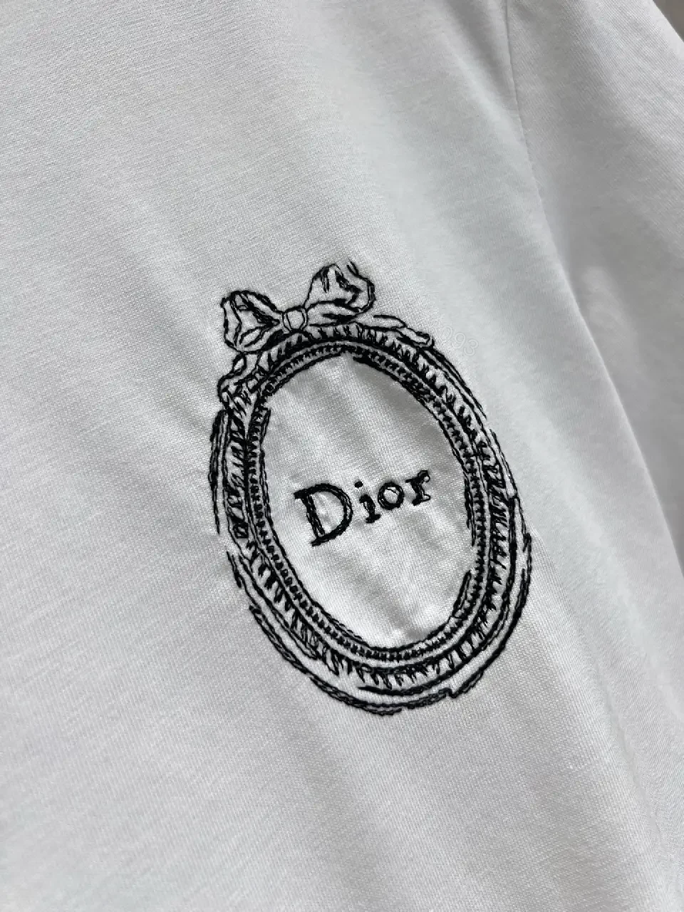 View 2 of White Cotton T-Shirt Dior Circle Logo Design Classic Tee