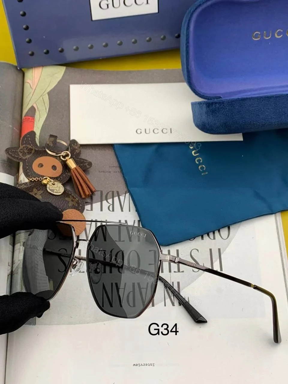 View 3 of Gucci Pilot 61 mm Men`s Sunglasses