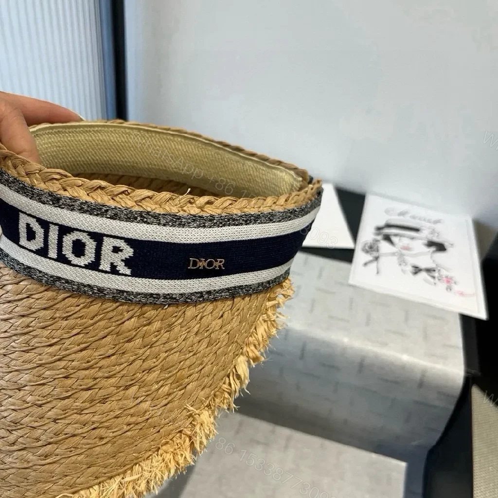 View 9 of Sun-Kissed Straw Visor: Textured Rim, Dior-Style Band