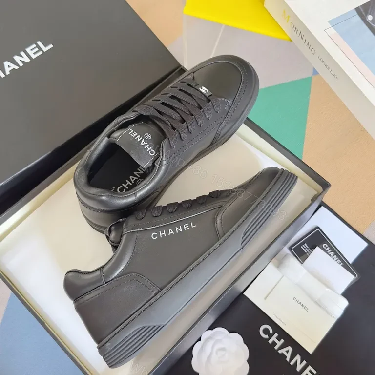 View 6 of Chanel-Inspired Black Leather Sneakers: Discreet Luxury Comfort