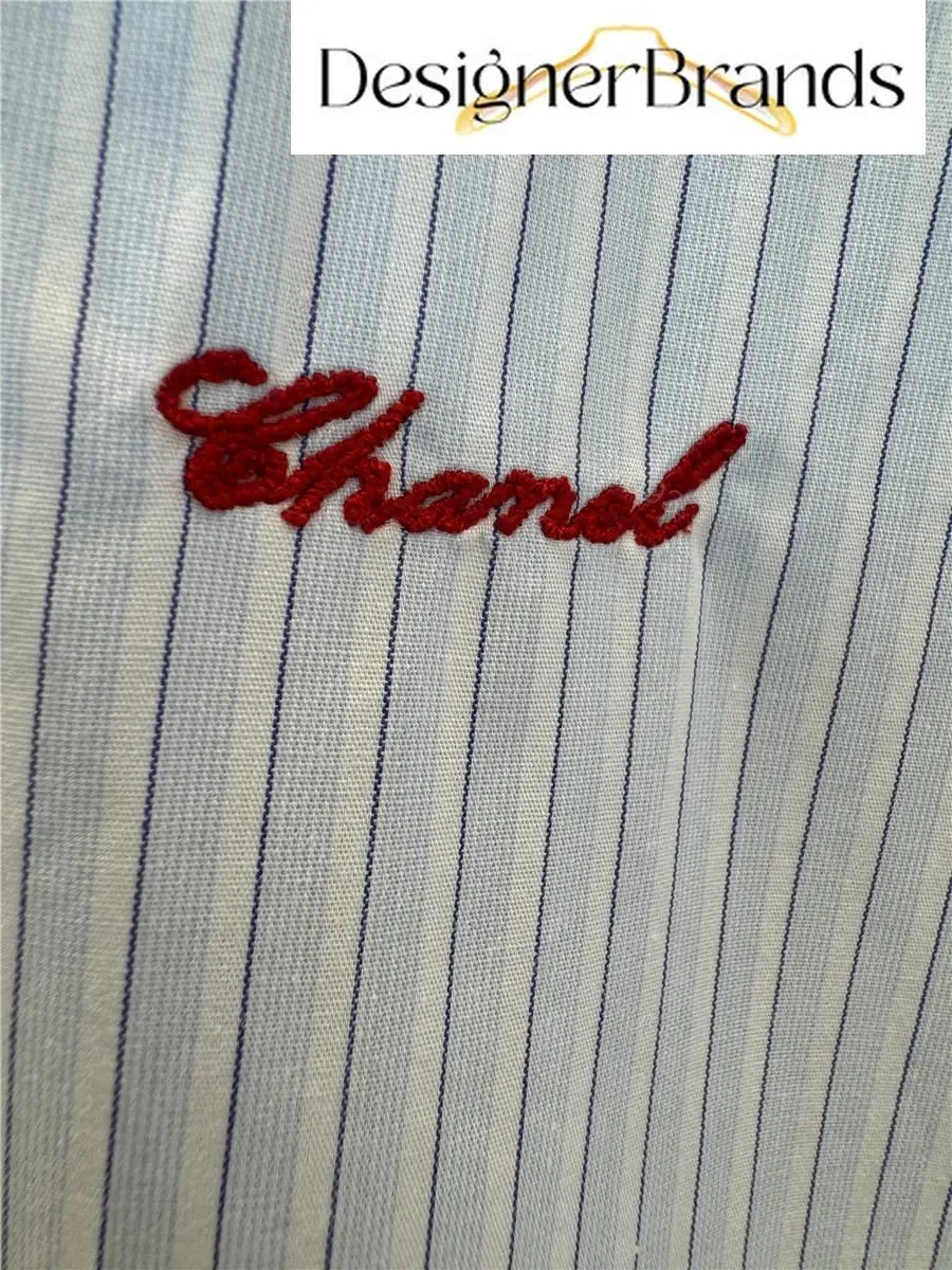 View 10 of Chanel Blue and White Striped Cotton Poplin Shirt