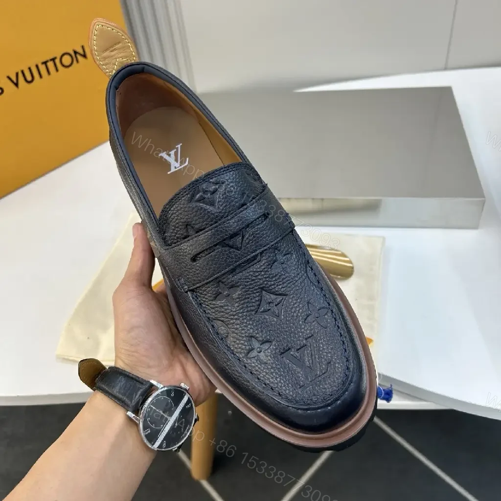 View 6 of Lux embossed Leather Driver: Monogram, All-Day Comfort loafers